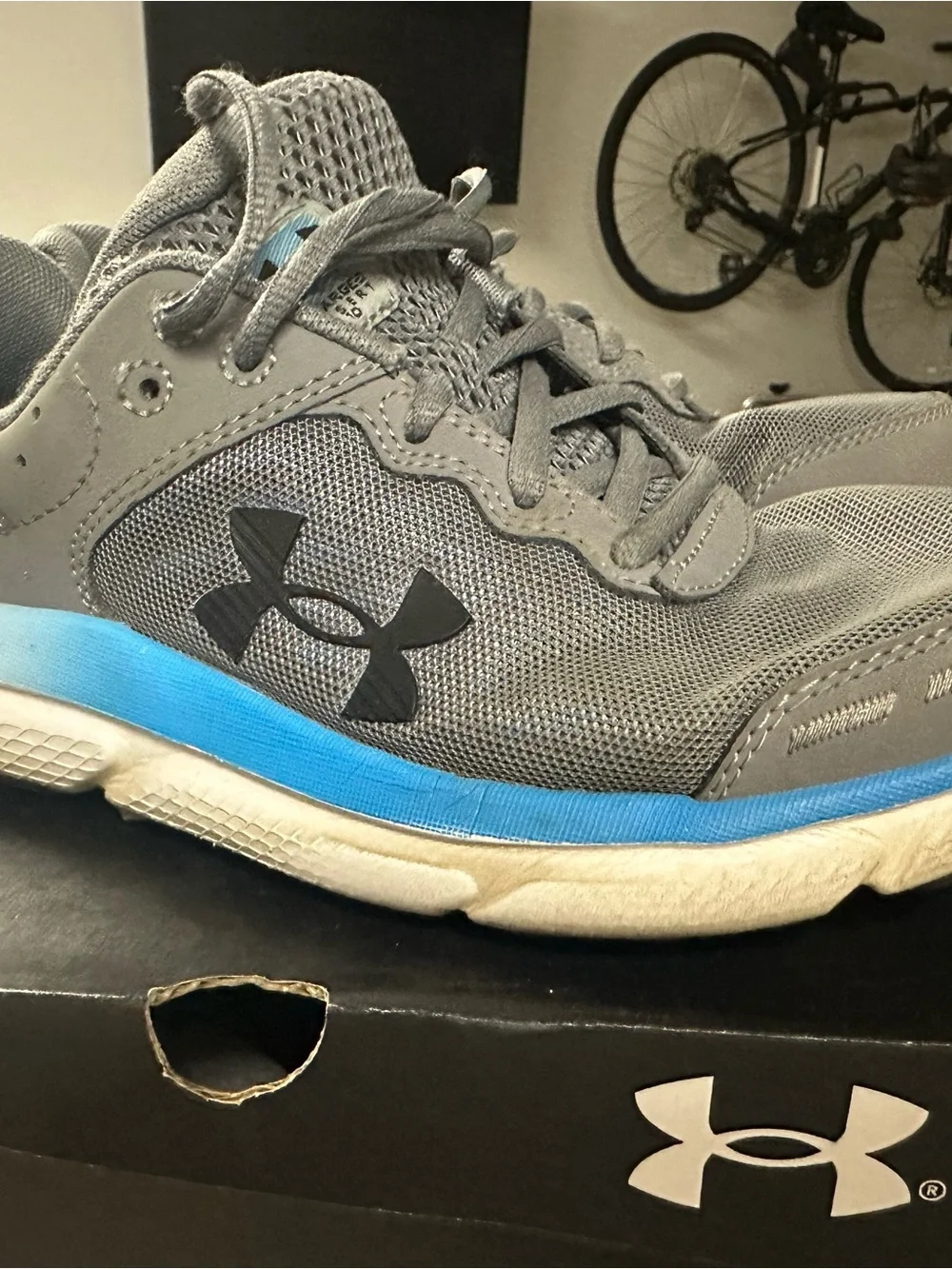 Under Armour Kids Gray & Blue Athletic Sneakers